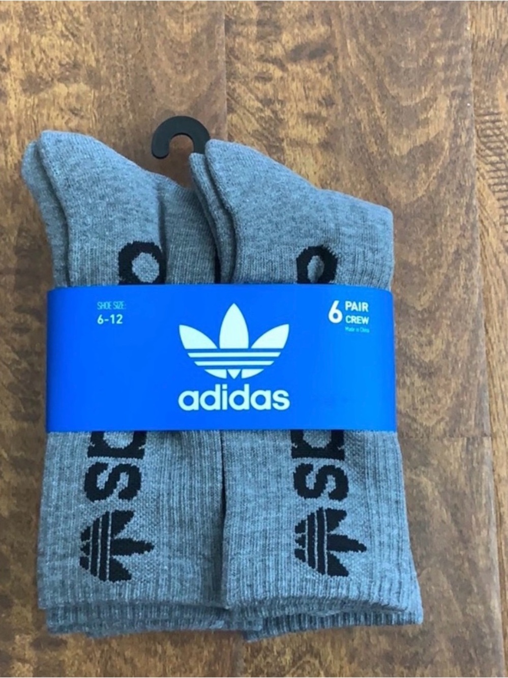 adidas Gray Crew Athletic Socks - 6 Pair Pack